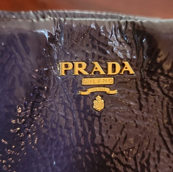 Prada Iris Naplak Patent Leather Pleated Wristlet Clutch - Picture 5 of 11